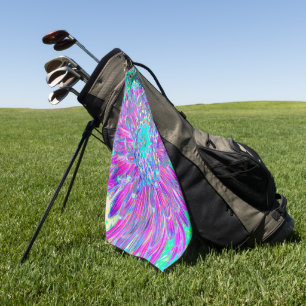 Purple and Robin's Egg Blue Decorative Dahlia Golf Towel