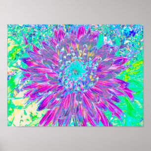 Purple and Robin's Egg Blue Decorative Dahlia Poster