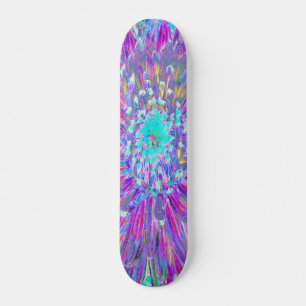Purple and Robin's Egg Blue Decorative Dahlia Skateboard