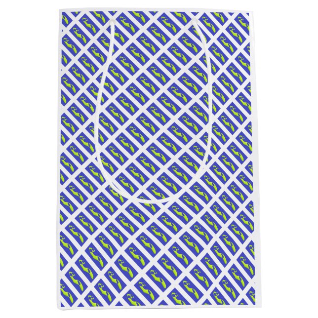 PURPLE AND ROYAL BLUE ART PATTERNED MEDIUM GIFT BAG (Front)