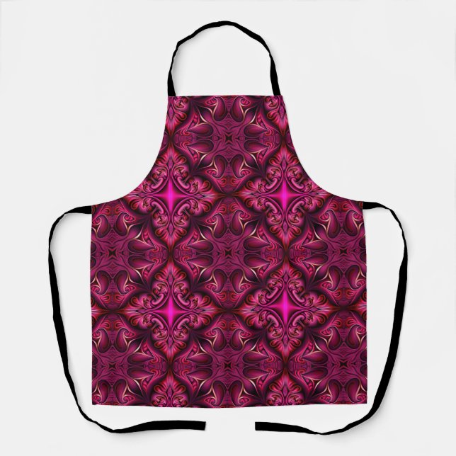 Purple and Scarlet Patterned All-Over Print Apron (Front)