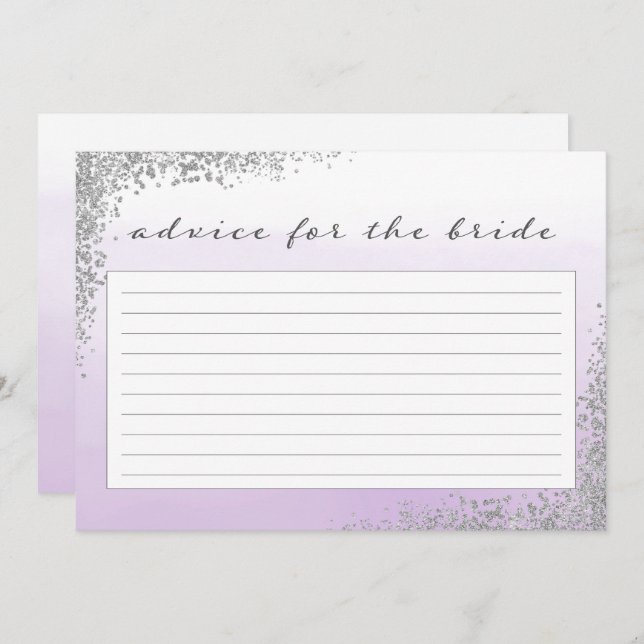 Purple and Silver Advice For the Bride Card (Front/Back)