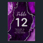 Purple and Silver Agate Marble Wedding Table Number<br><div class="desc">This elegant and glamourous table number wedding sign features a purple agate marble background with faux silver glitter accents. The text combines handwritten script and modern sans serif fonts for a classy and sophisticated look. This will be perfect for autumn fall and winter weddings.</div>