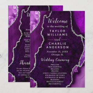 Purple and Silver Agate Wedding Program