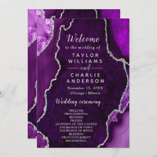 Purple and Silver Agate Wedding Program