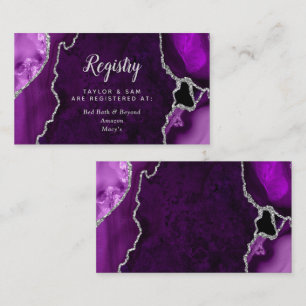 Purple and Silver Agate Wedding Registry Enclosure Card
