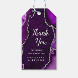 Purple and Silver Agate Wedding Thank You Gift Tags