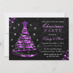 Purple and Silver Christmas Party Invitation