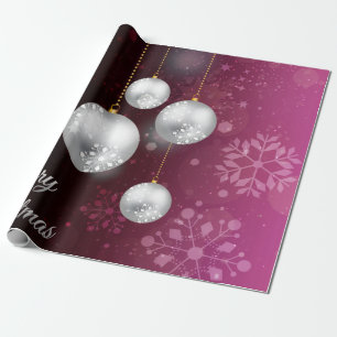Purple and silver christmas tree balls wrapping paper