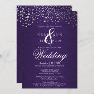 Purple and Silver Confetti Dots Invitation