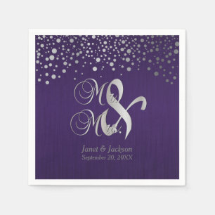 Purple and Silver Confetti Dots Napkin