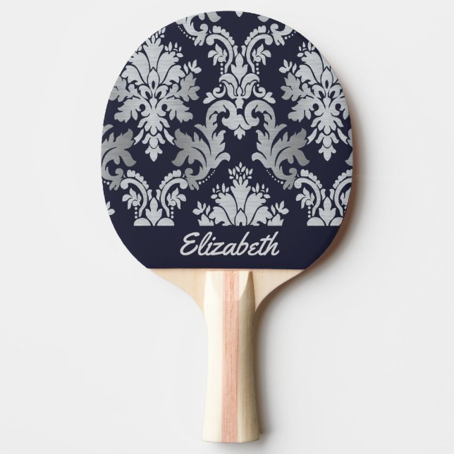 Purple and Silver Damask Personalised Paddle (Front)