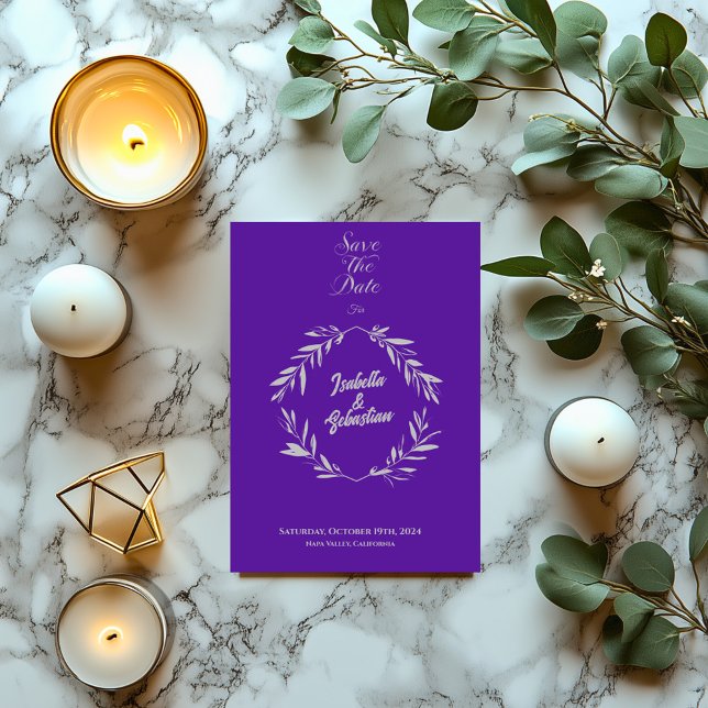 Purple and Silver Diamond Save the Date Wedding Invitation (Creator Uploaded)