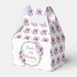 Purple and Silver Elegant Flowers Birthday Favour Box