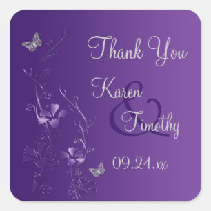 Purple and Silver Floral with Butterflies Sticker