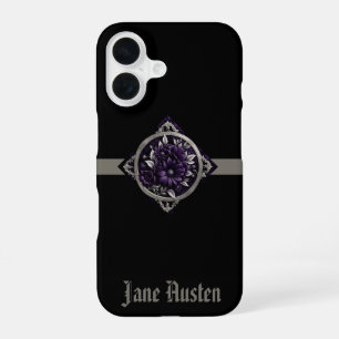 Purple and Silver Flowers in Gothic Frame iPhone 16 Case