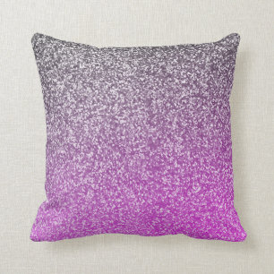 Purple and Silver Glitter Ombre Look Girly Glam Cushion