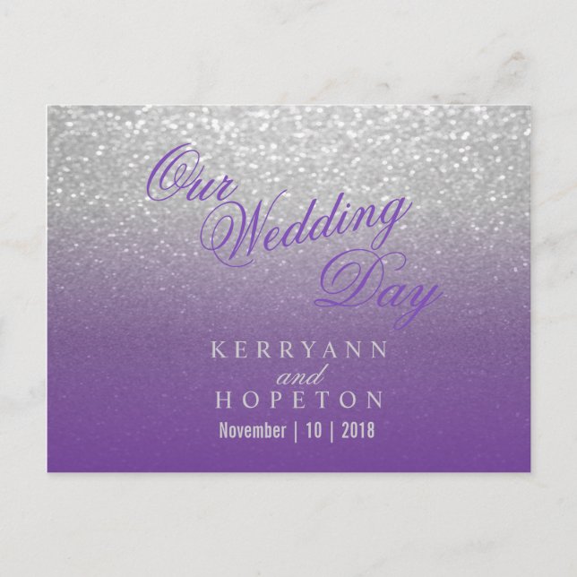 Purple and Silver Glitter - RSVP Postcard (Front)