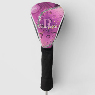 Purple and Silver Gradient Ombre Monogram Golf Head Cover