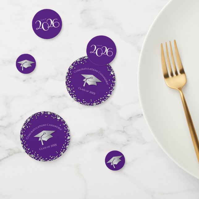 Purple and Silver Graduation Confetti (Group)