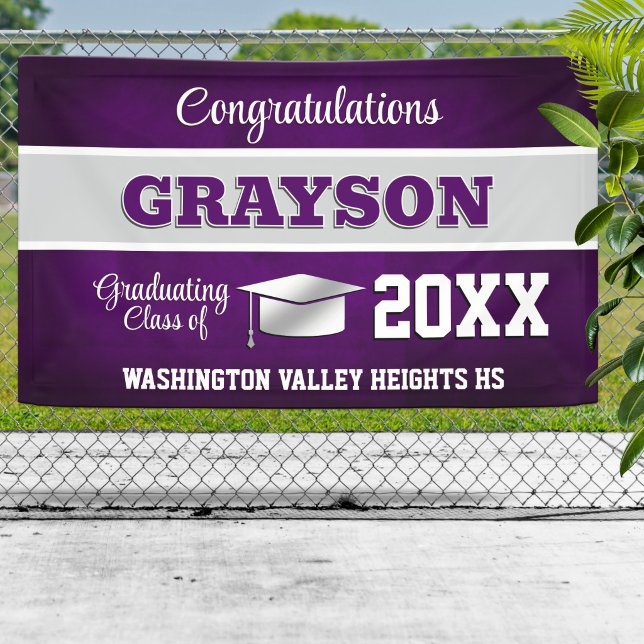 Purple and Silver Graduation Party Banner (Creator Uploaded)