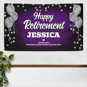 Purple and Silver Happy Retirement  Banner
