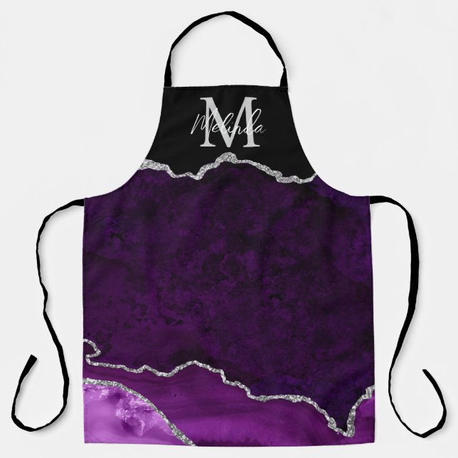 Purple and Silver Marble Agate Apron (Front)