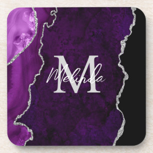 Purple and Silver Marble Agate Coaster