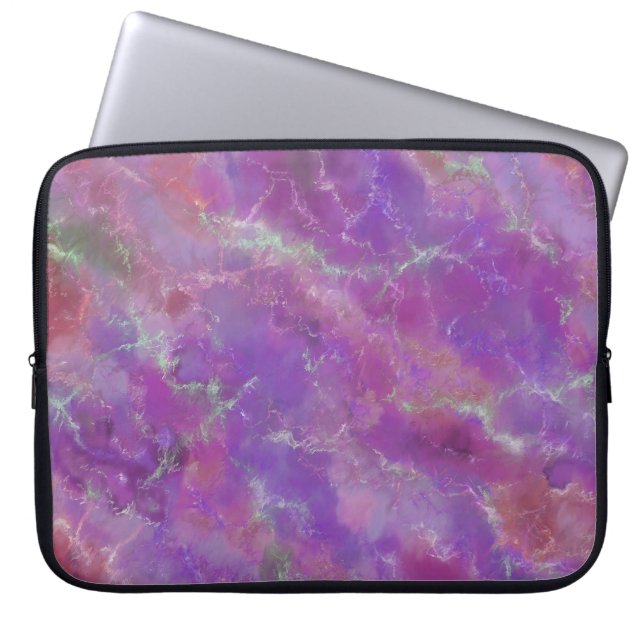 Purple and Silver Marble Pattern Laptop Sleeve (Front)