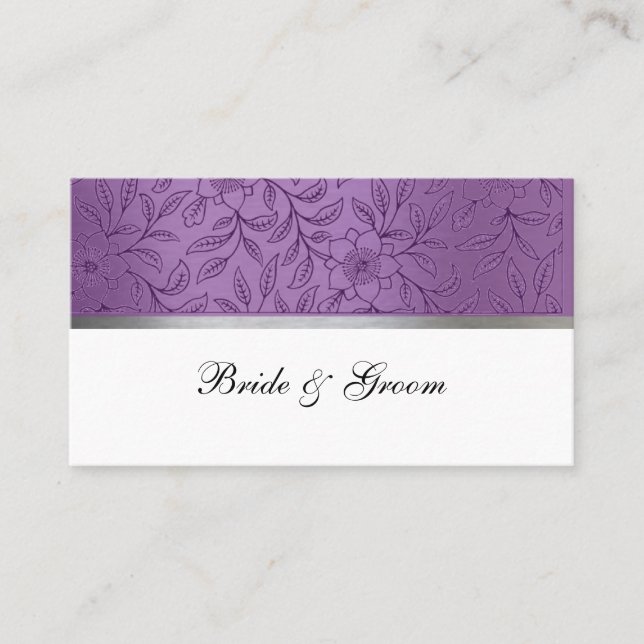 Purple and Silver Metallic Place Cards (Front)
