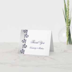 Purple and Silver Ornate Floral Swirls Thank You Card