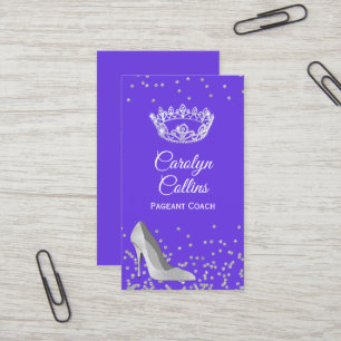 Purple and Silver Pageant Coach Business Card