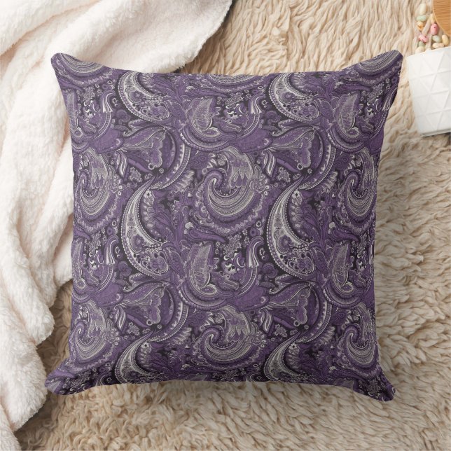 purple and silver paisley pattern cushion (Blanket)