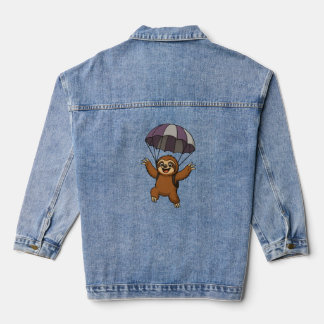 Purple and Silver Parachute Sloth Denim Jacket