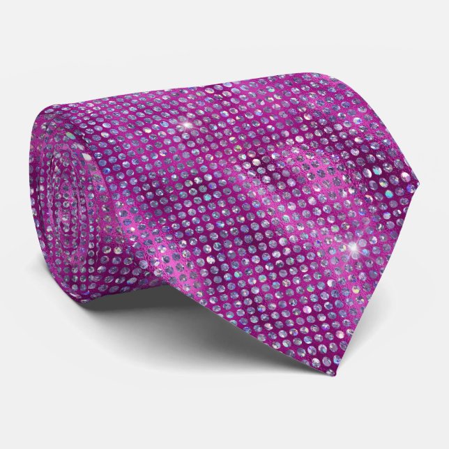 Purple and Silver Sparkles Tie (Rolled)
