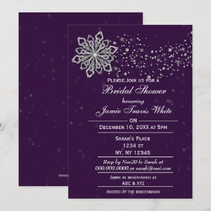 Purple and Silver Winter Bridal shower invite