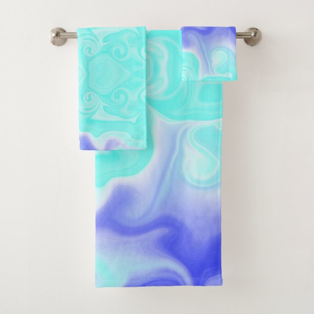 Purple and Sky Blue Bath Towel Set (Insitu)