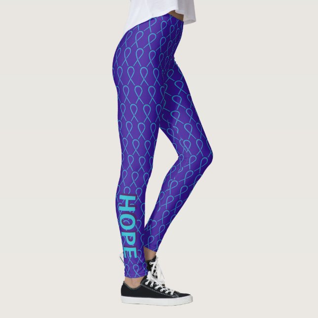 Purple and Teal Awareness Ribbon Custom Leggings (Right)