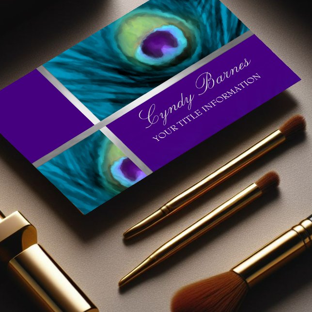 Purple and Teal Blue Peacock Business Card (Creator Uploaded)