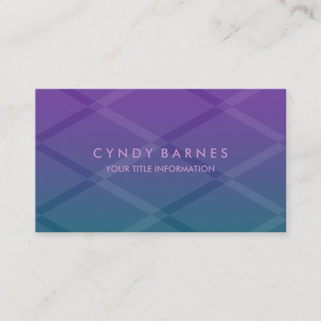 Purple and Teal Diamond Pattern Business Card (Front)