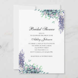 Purple and teal flowers. Bridal shower invitation