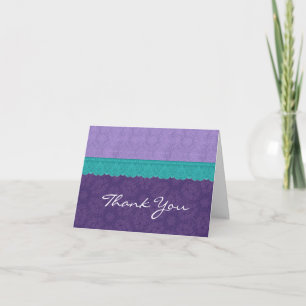 Purple and Teal Lace Wedding Thank You V2 Card