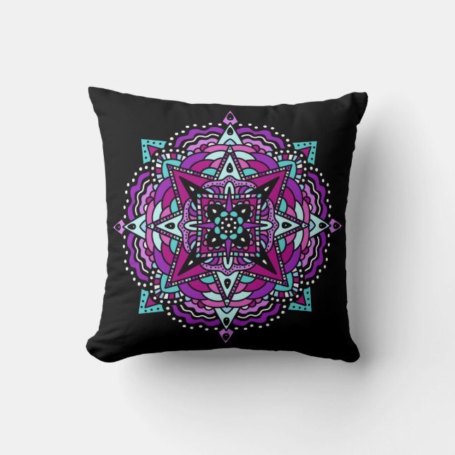Purple and Teal Mandala  Cushion (Front)