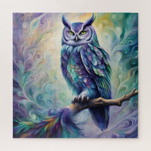Purple and Teal Owl Jigsaw Puzzle