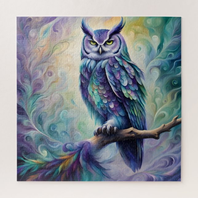 Purple and Teal Owl Jigsaw Puzzle (Vertical)