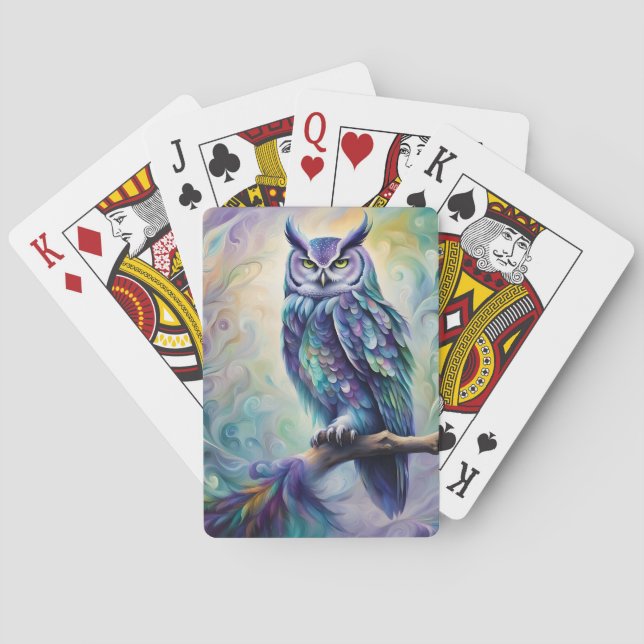 Purple and Teal Owl Playing Cards (Back)