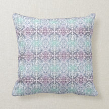 Purple and Teal Pattern Throw Pillow