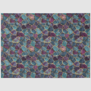 Purple and Teal Sea Glass Pattern Decoupage Tissue Paper