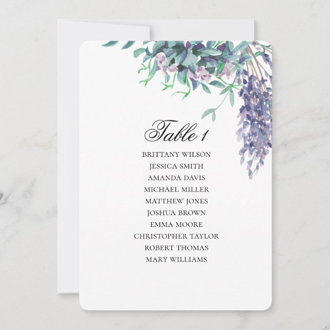 Purple and teal seating chart. Floral wedding plan Invitation (Front)