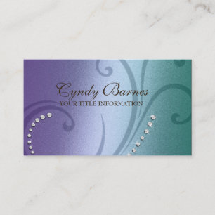 Purple and Teal Shimmer and Crystals Business Card